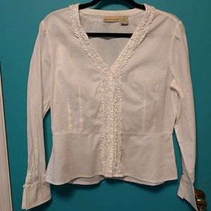 LIKE NEW EUC WHITE BLOUSE WITH RUFFLES AND PEPLUM